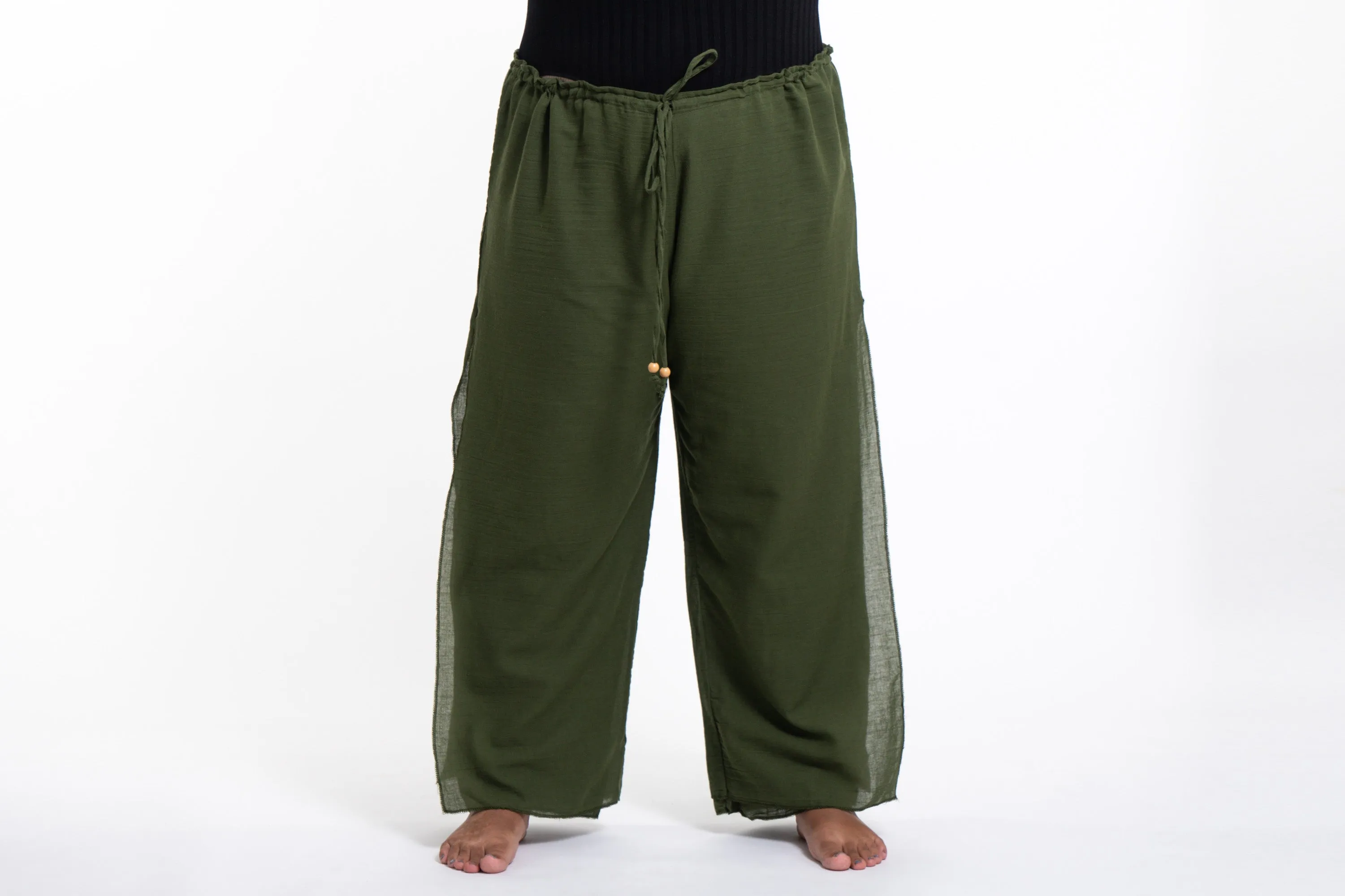 Plus Size Women's Thai Harem Double Layers Palazzo Pants in Solid Green