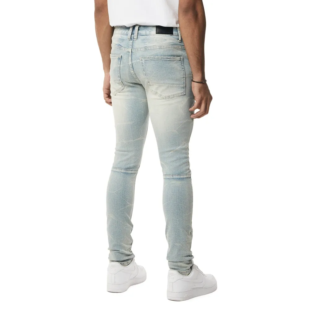 Rip & Repaired Lightning Washed Super Skinny Jeans - Canal Blue