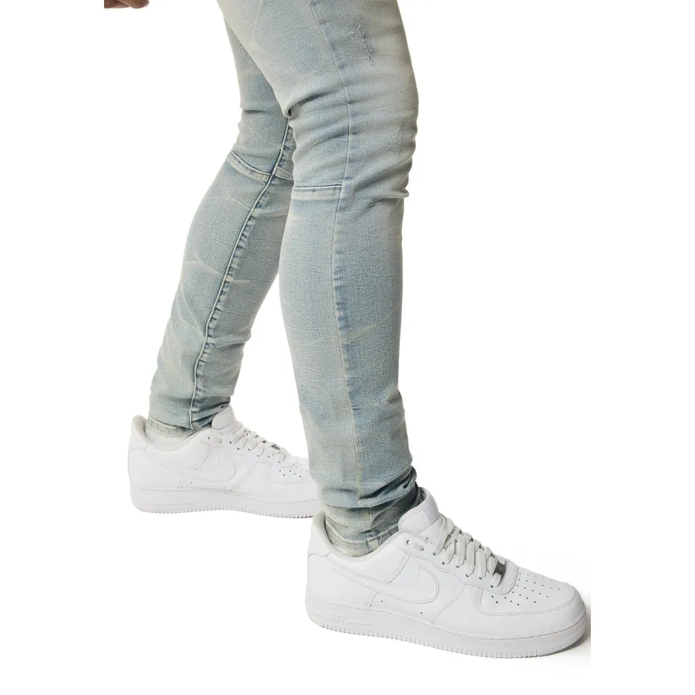 Rip & Repaired Lightning Washed Super Skinny Jeans - Canal Blue