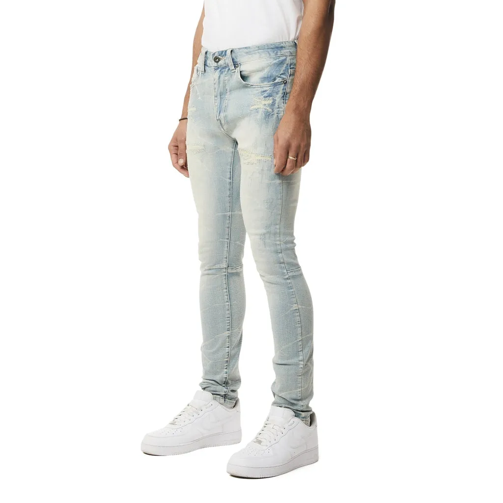 Rip & Repaired Lightning Washed Super Skinny Jeans - Canal Blue