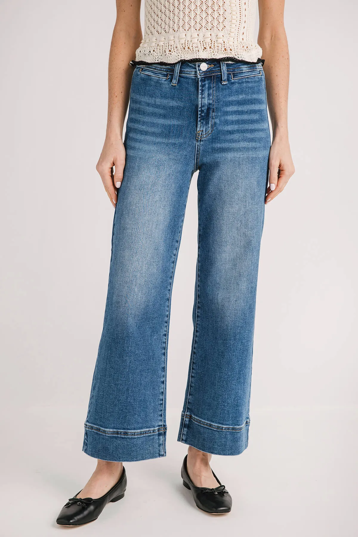 Risen Waverly Wide Hem Ankle Jeans