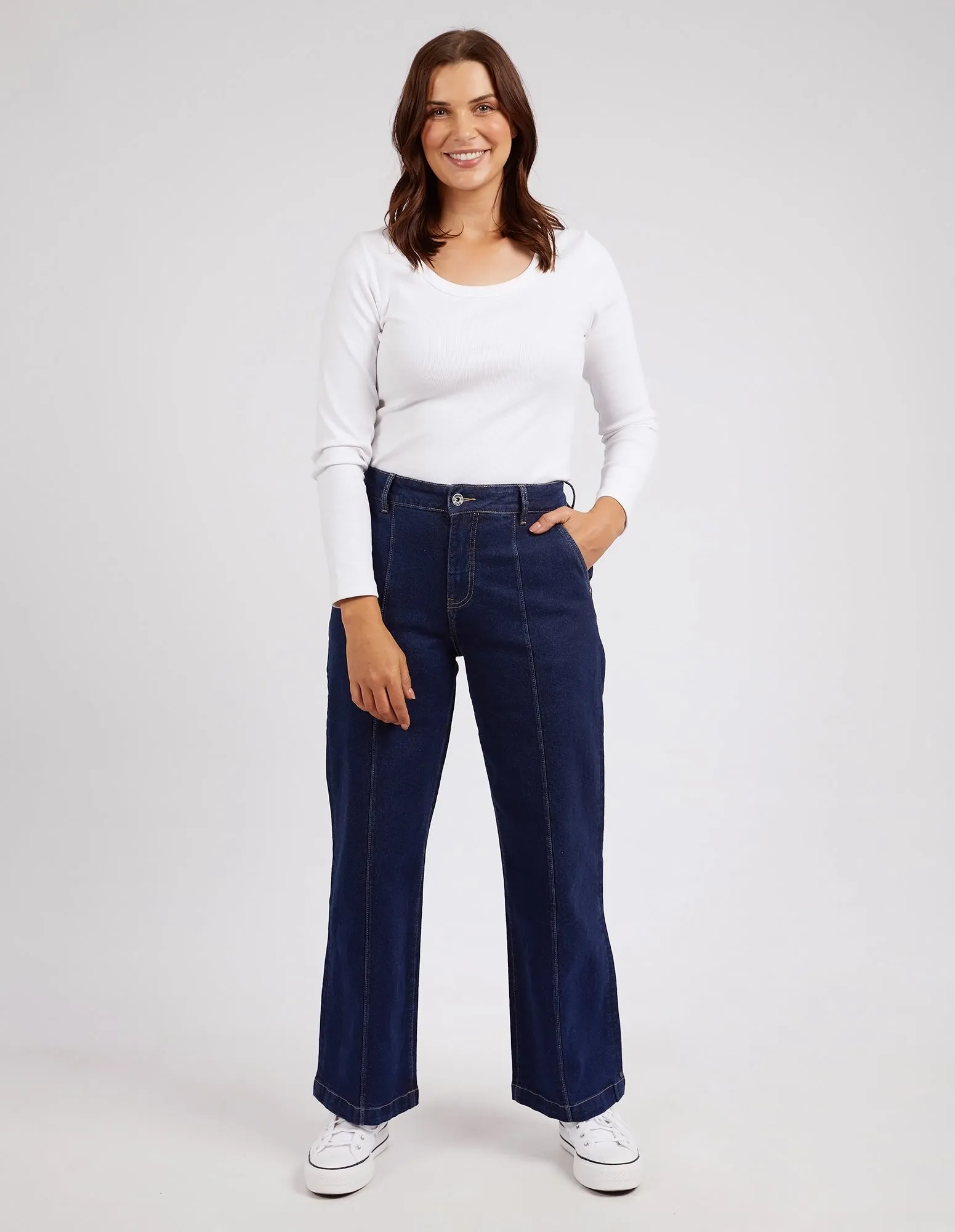 Rosie Wide Leg Jean Dark Blue Wash