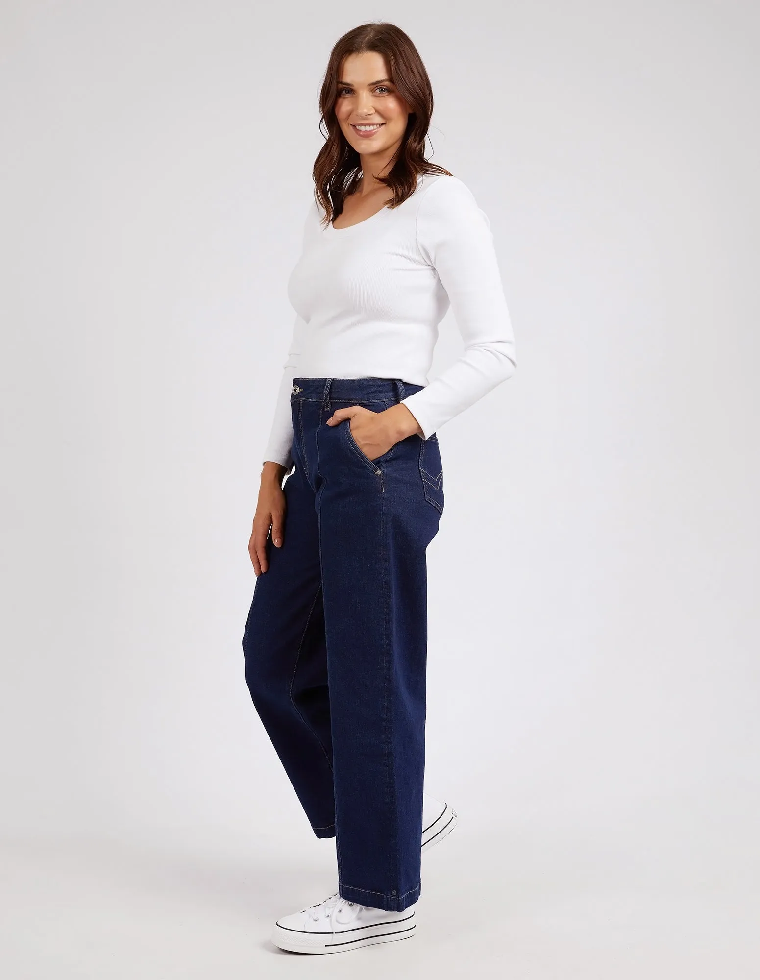 Rosie Wide Leg Jean Dark Blue Wash