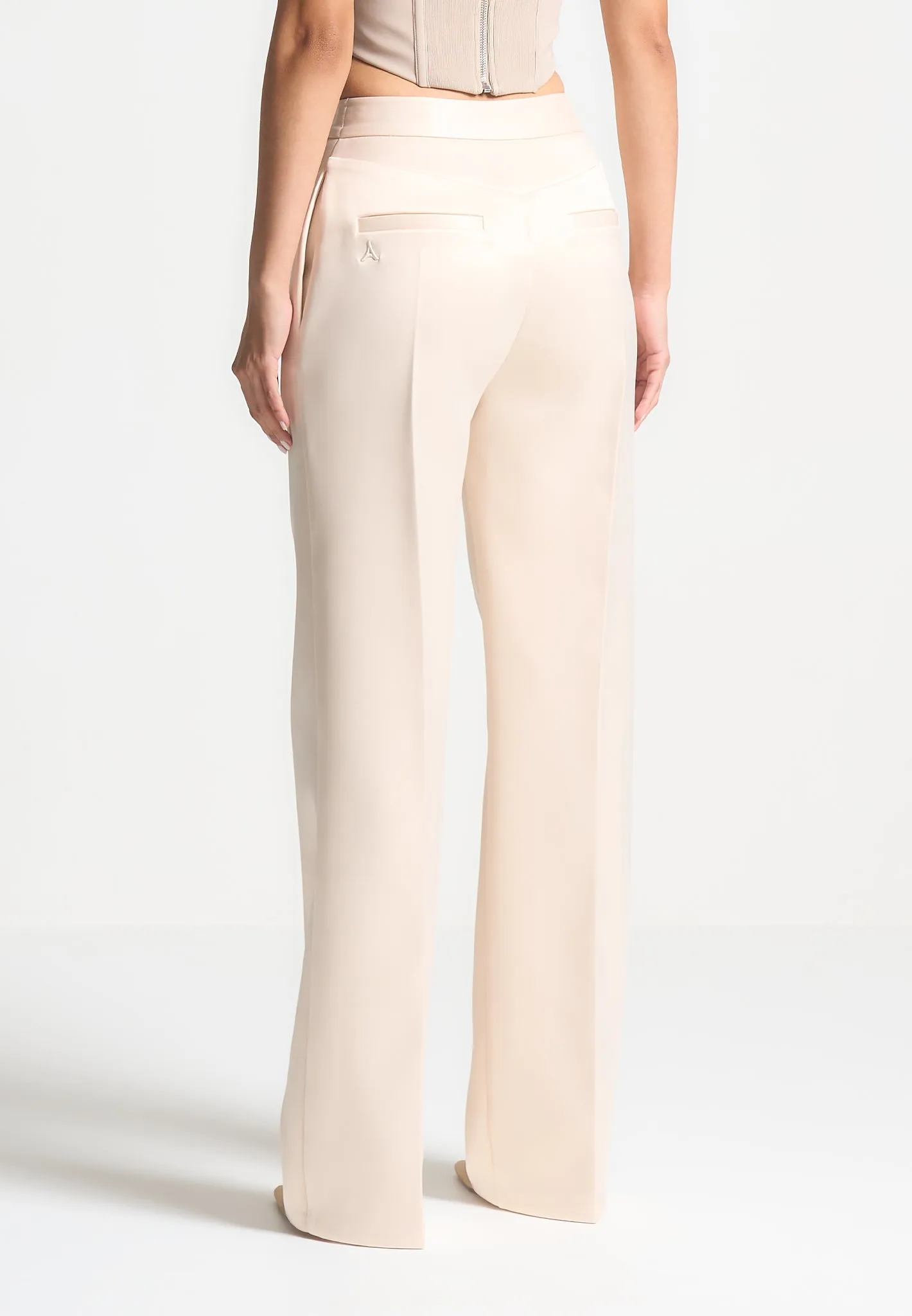 Satin Tailored Trousers - Champagne