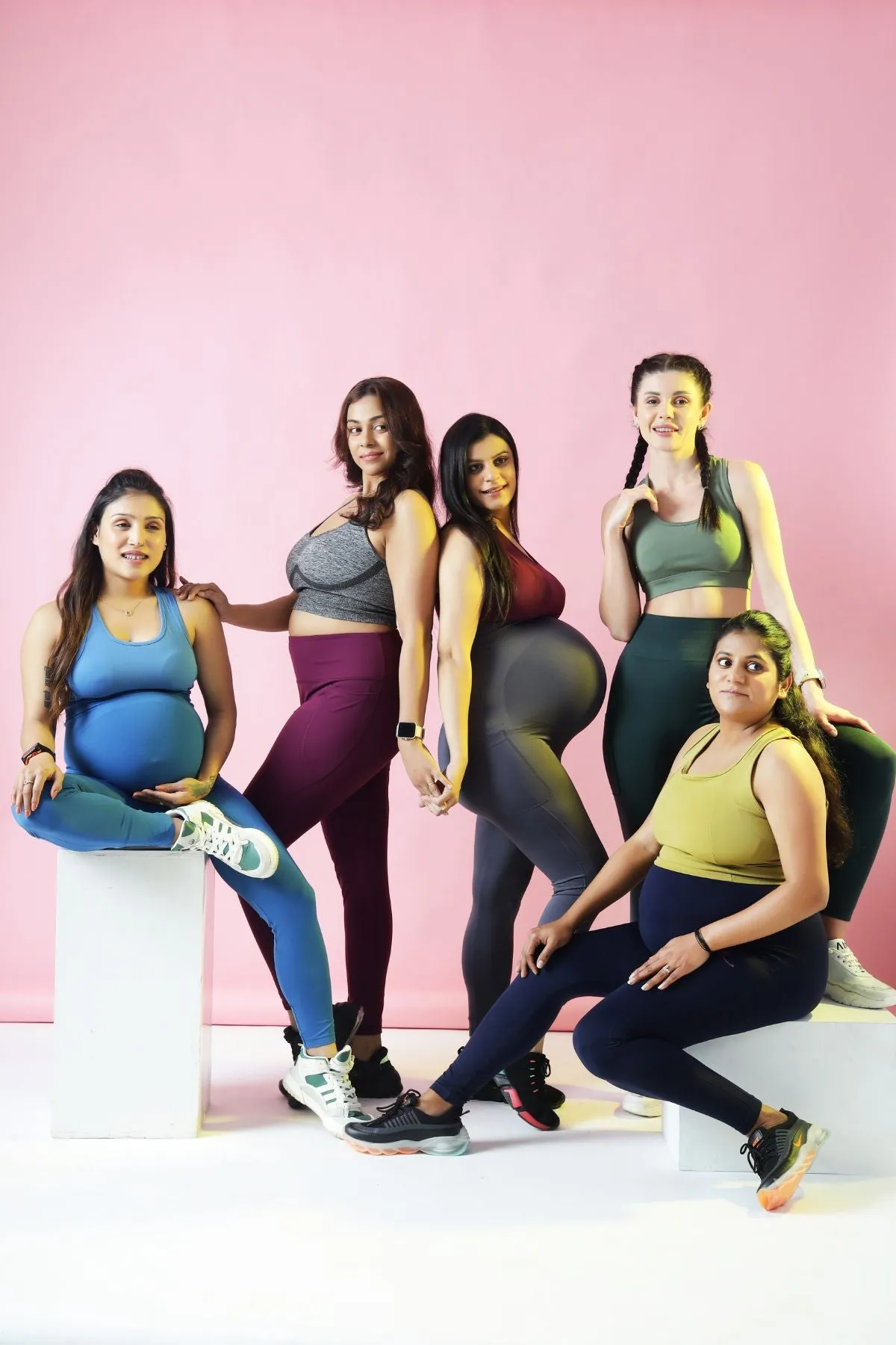 Seamless Adaptable Bump Support Wine Maternity Leggings