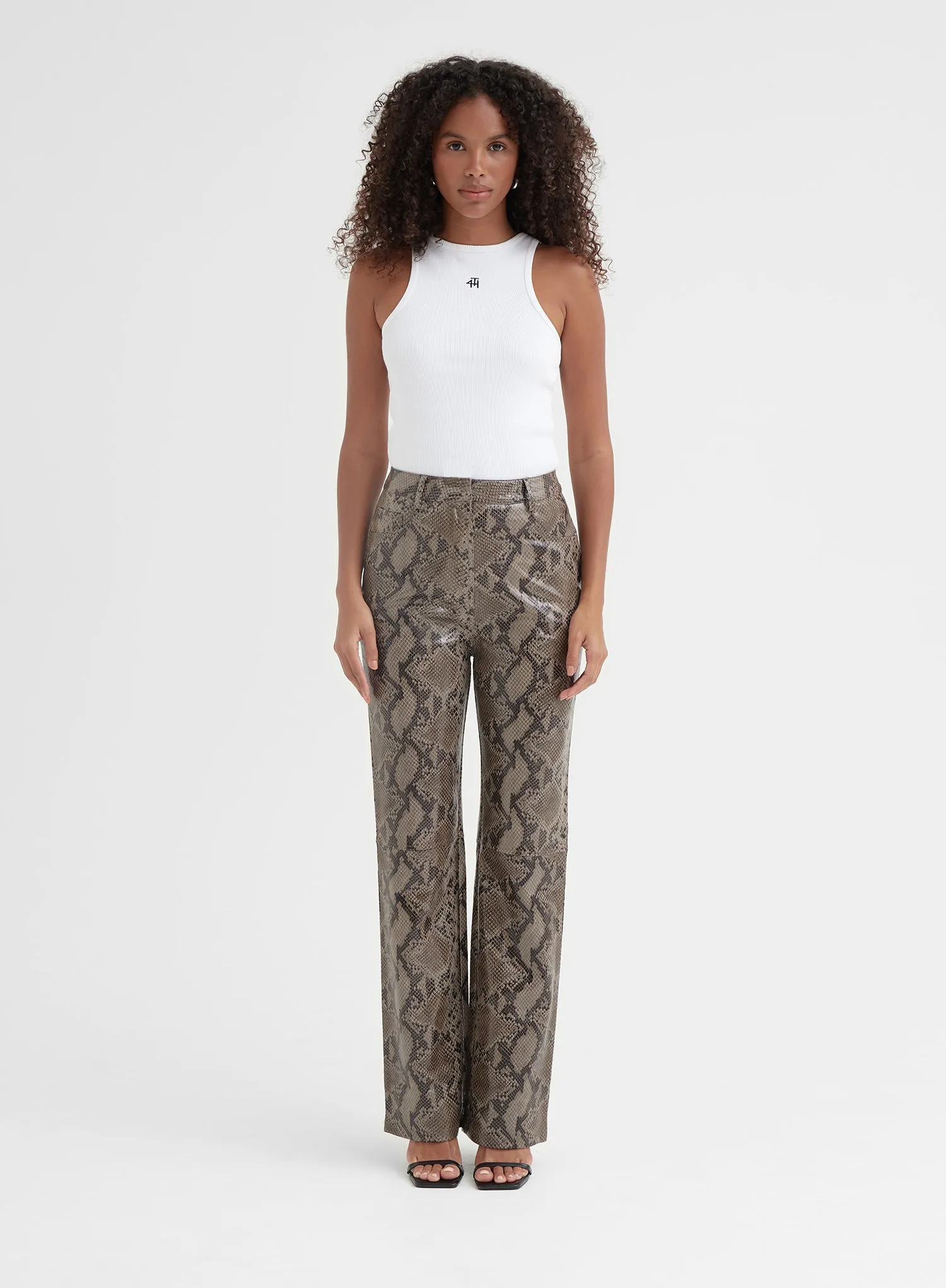 Snake Faux Leather Straight Leg Trouser - Karlo