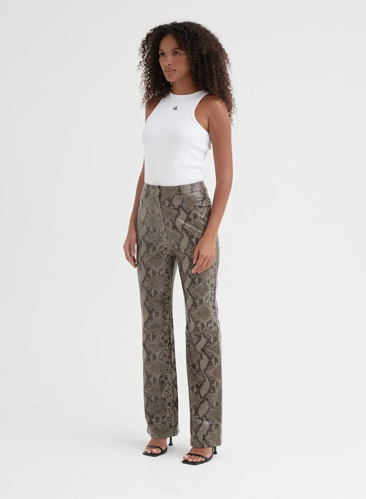 Snake Faux Leather Straight Leg Trouser - Karlo