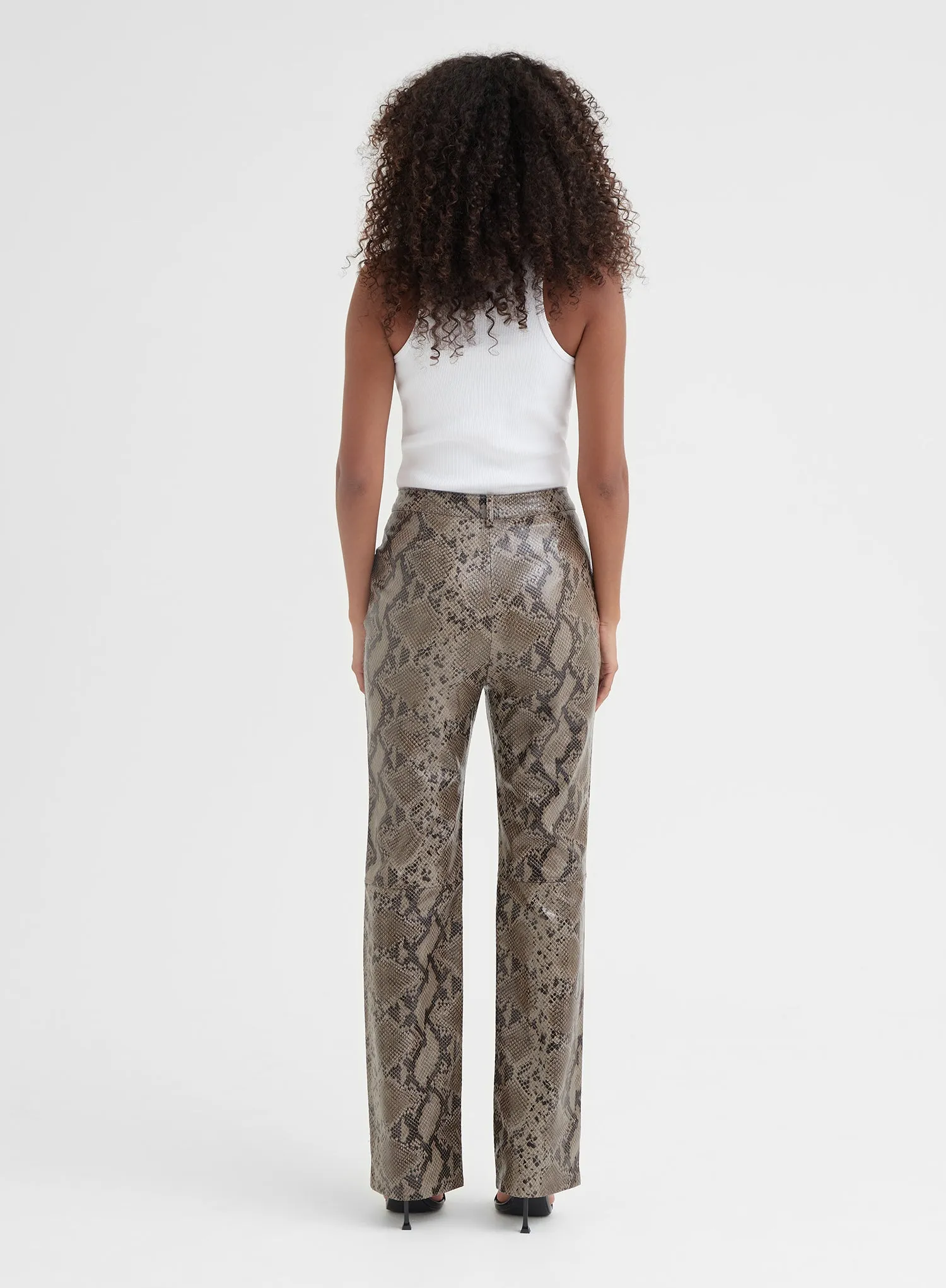 Snake Faux Leather Straight Leg Trouser - Karlo