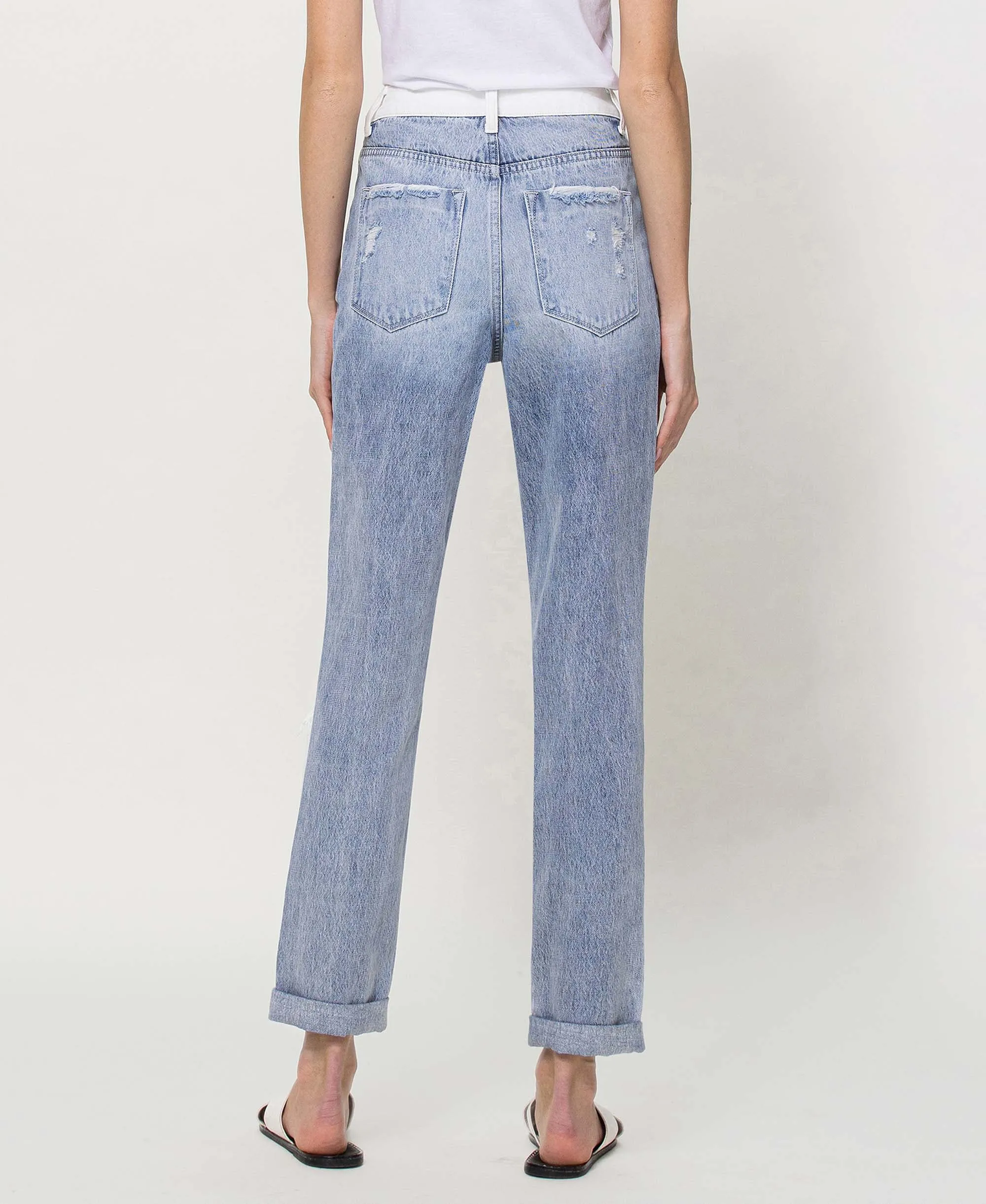 Steady Heart - Split Two Tone Mom Jeans