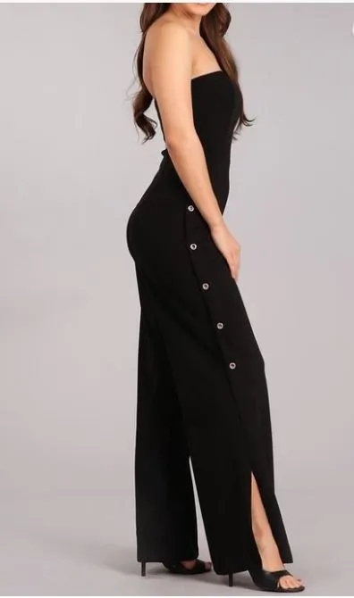 Strapless Wide Leg Jumpsuit