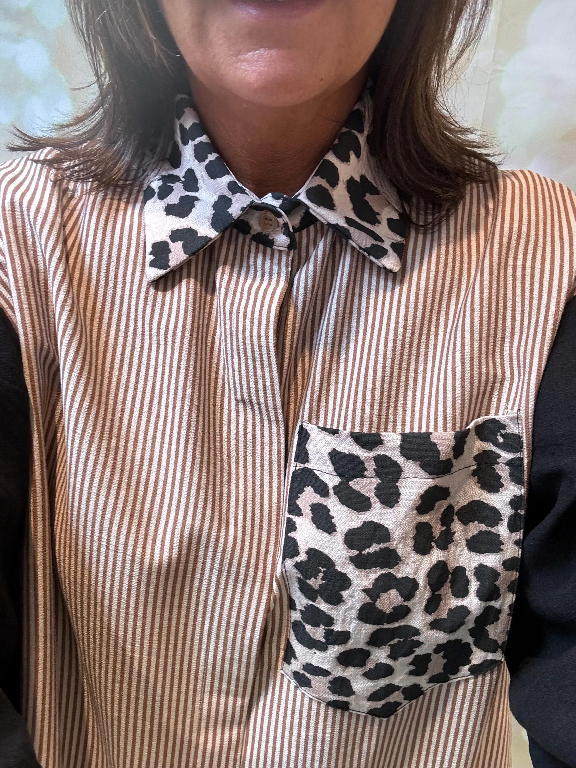 Studio pinstripe / leopard shirt