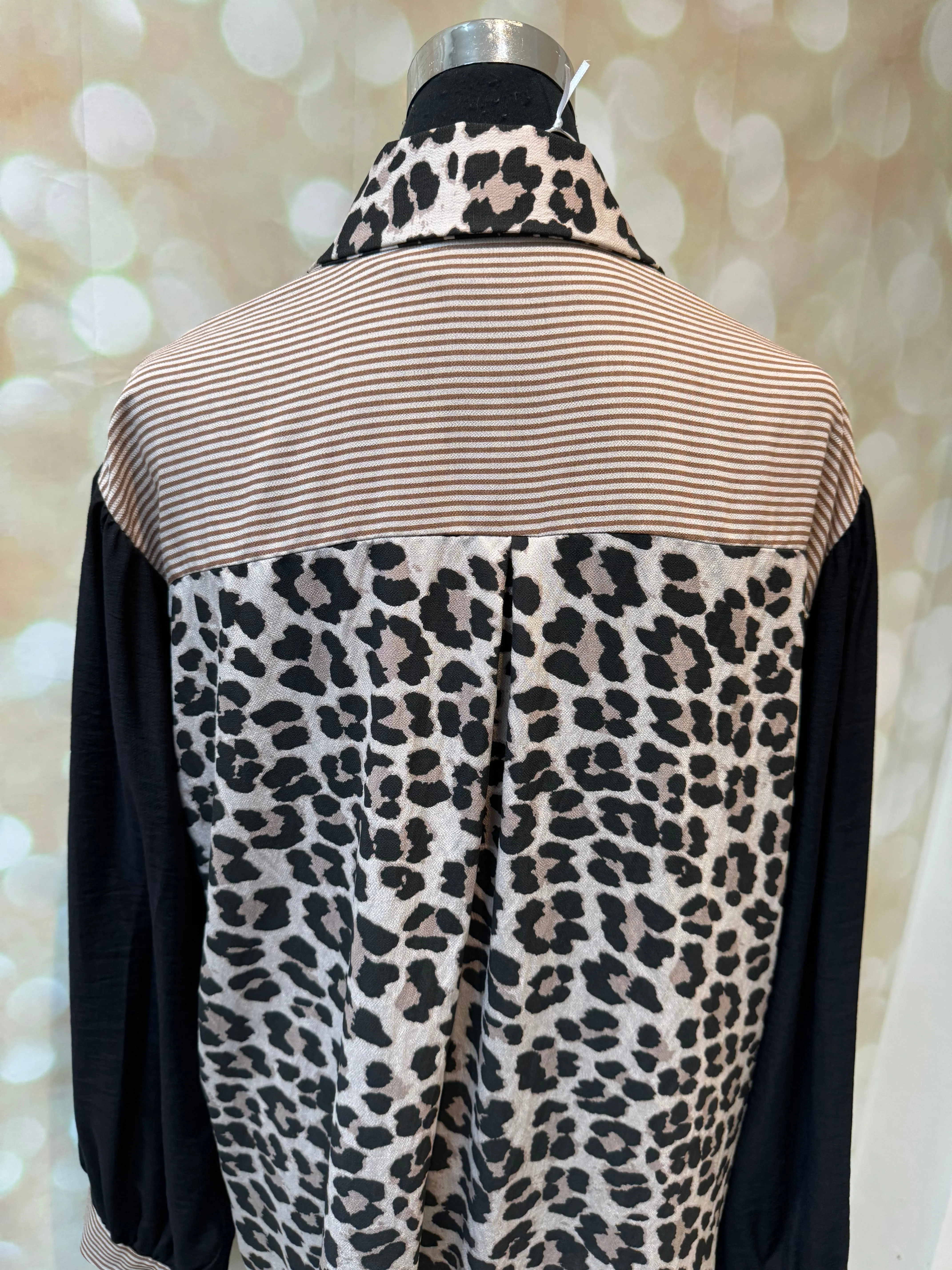 Studio pinstripe / leopard shirt