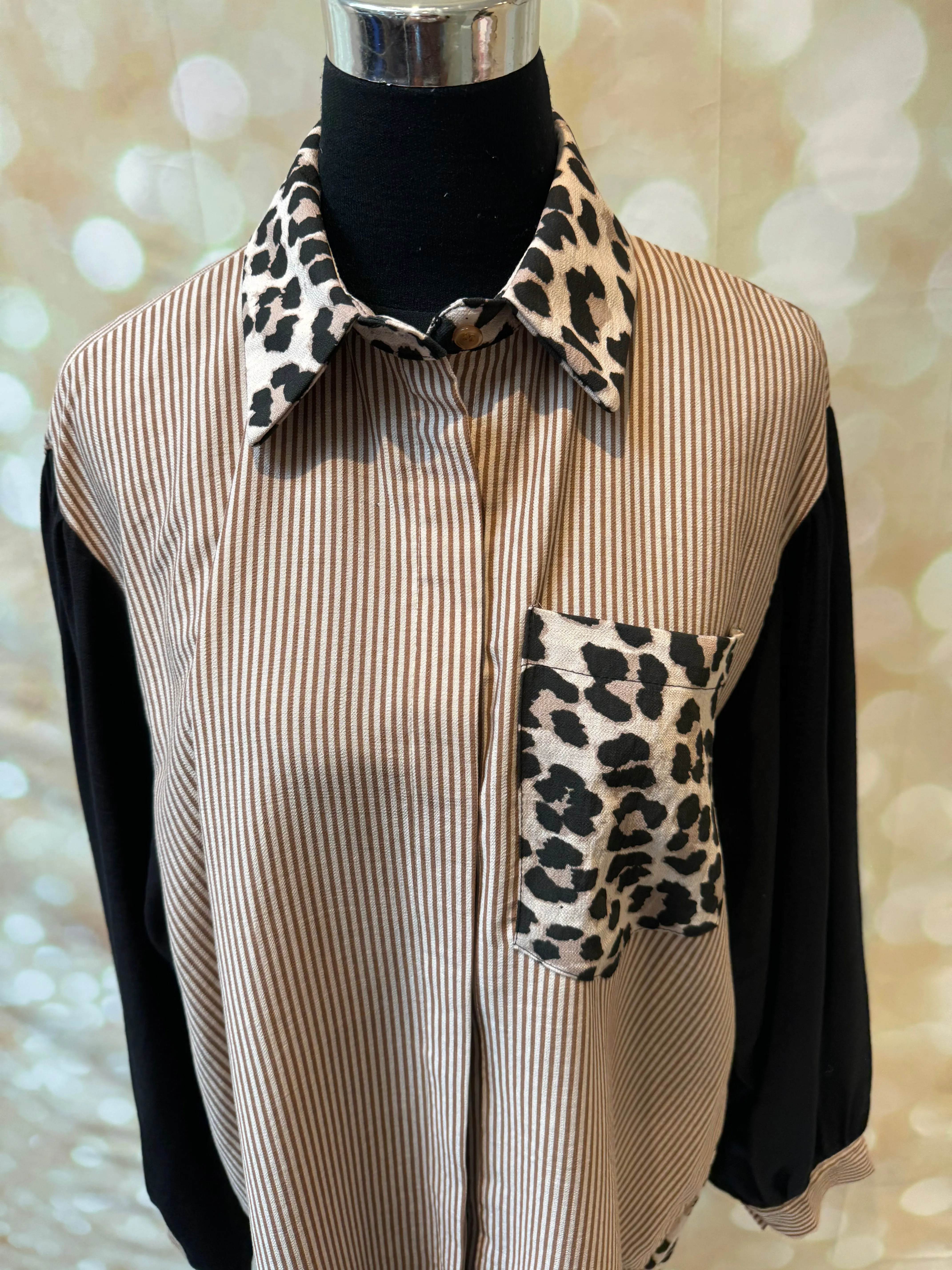 Studio pinstripe / leopard shirt