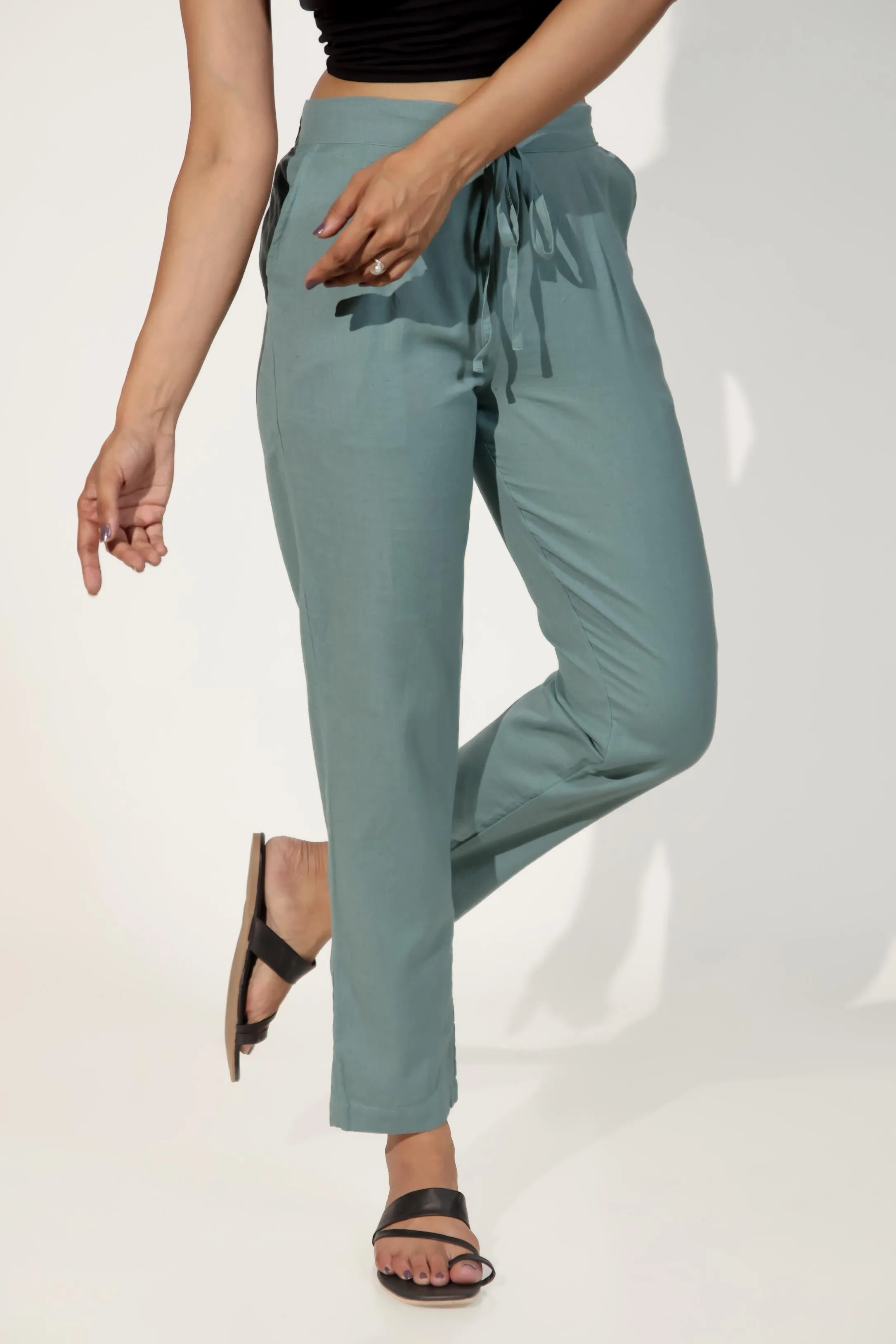 Teal Green Women's Narrow Trousers