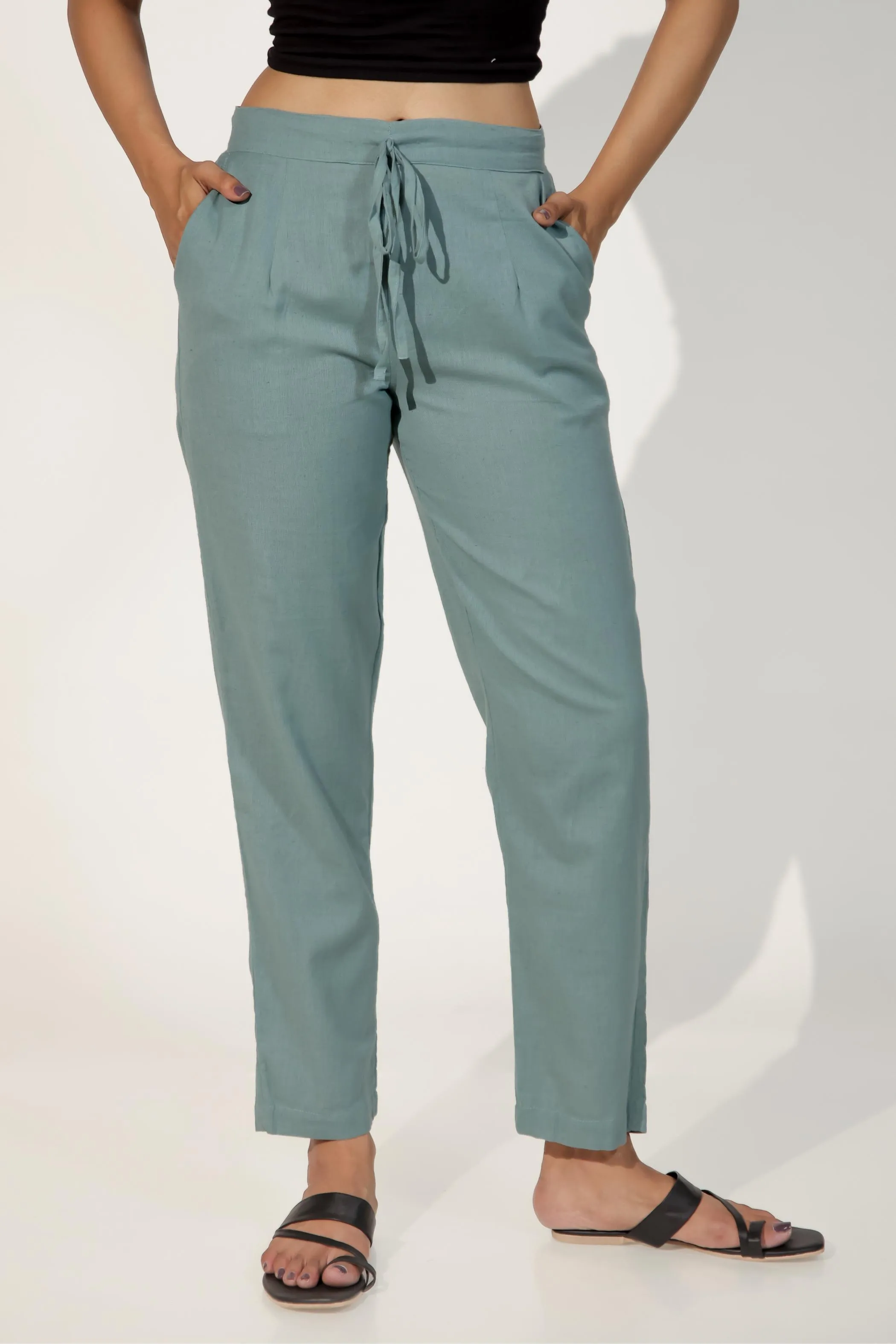 Teal Green Women's Narrow Trousers