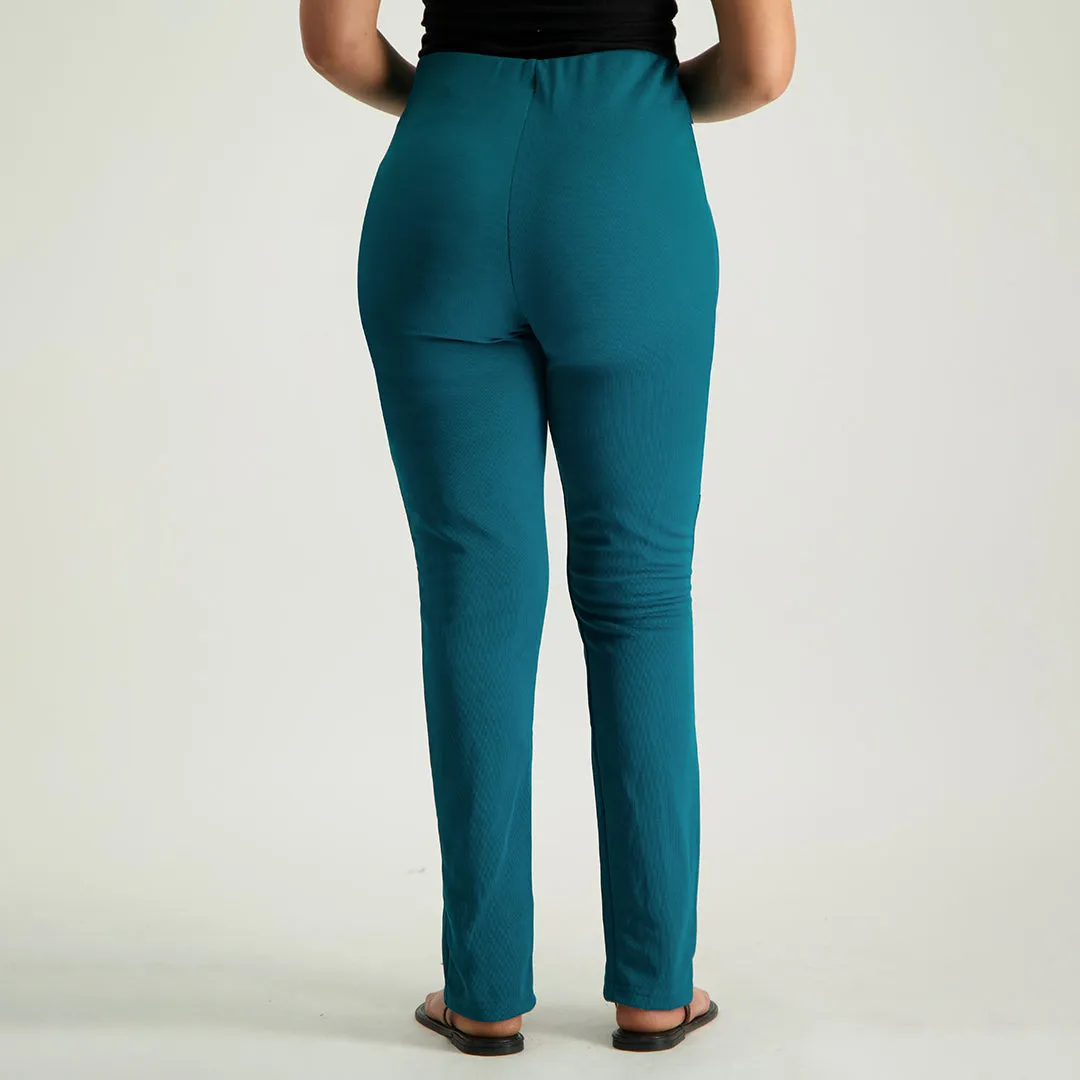 Teal Tapered Pant With Slit