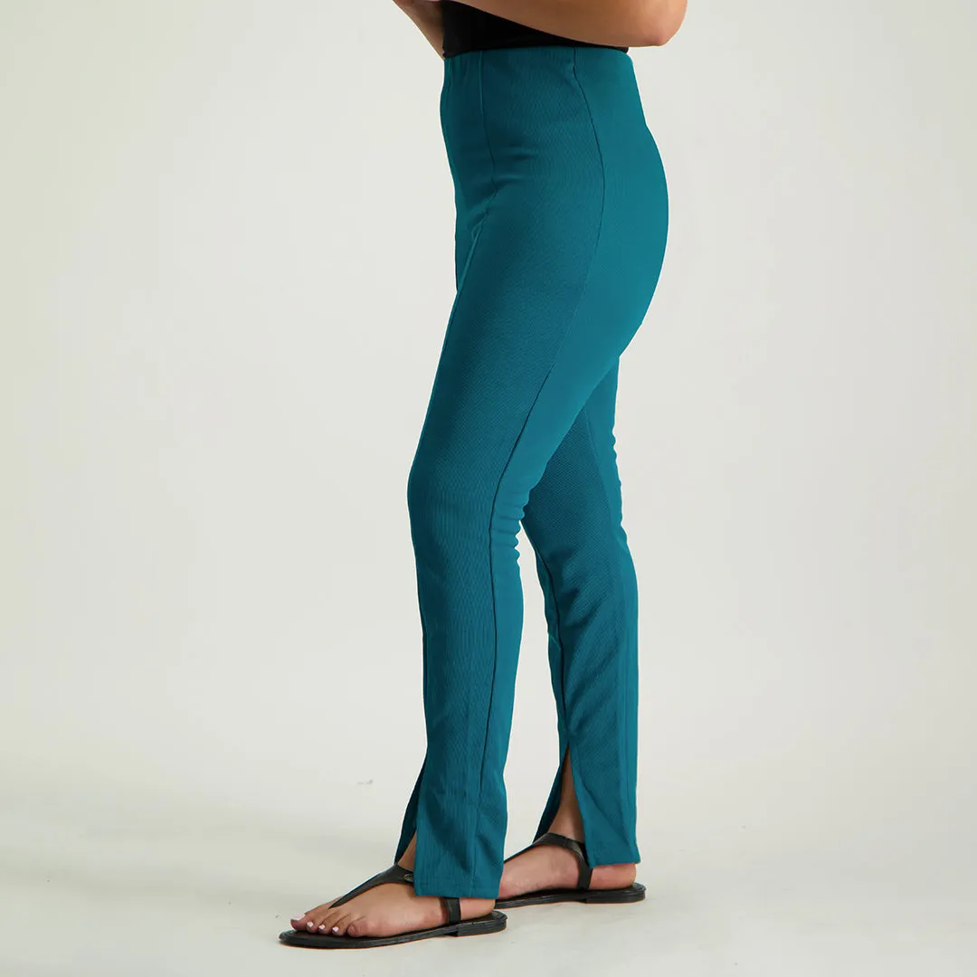 Teal Tapered Pant With Slit