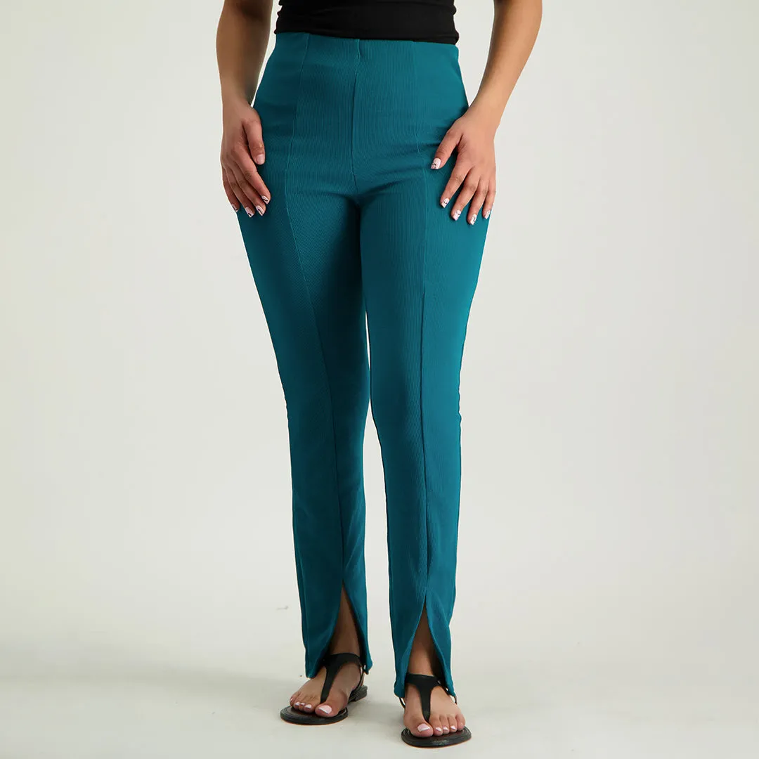 Teal Tapered Pant With Slit