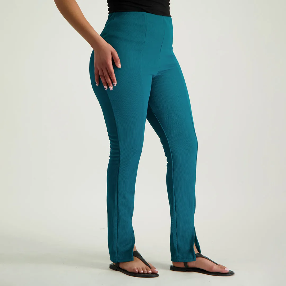 Teal Tapered Pant With Slit