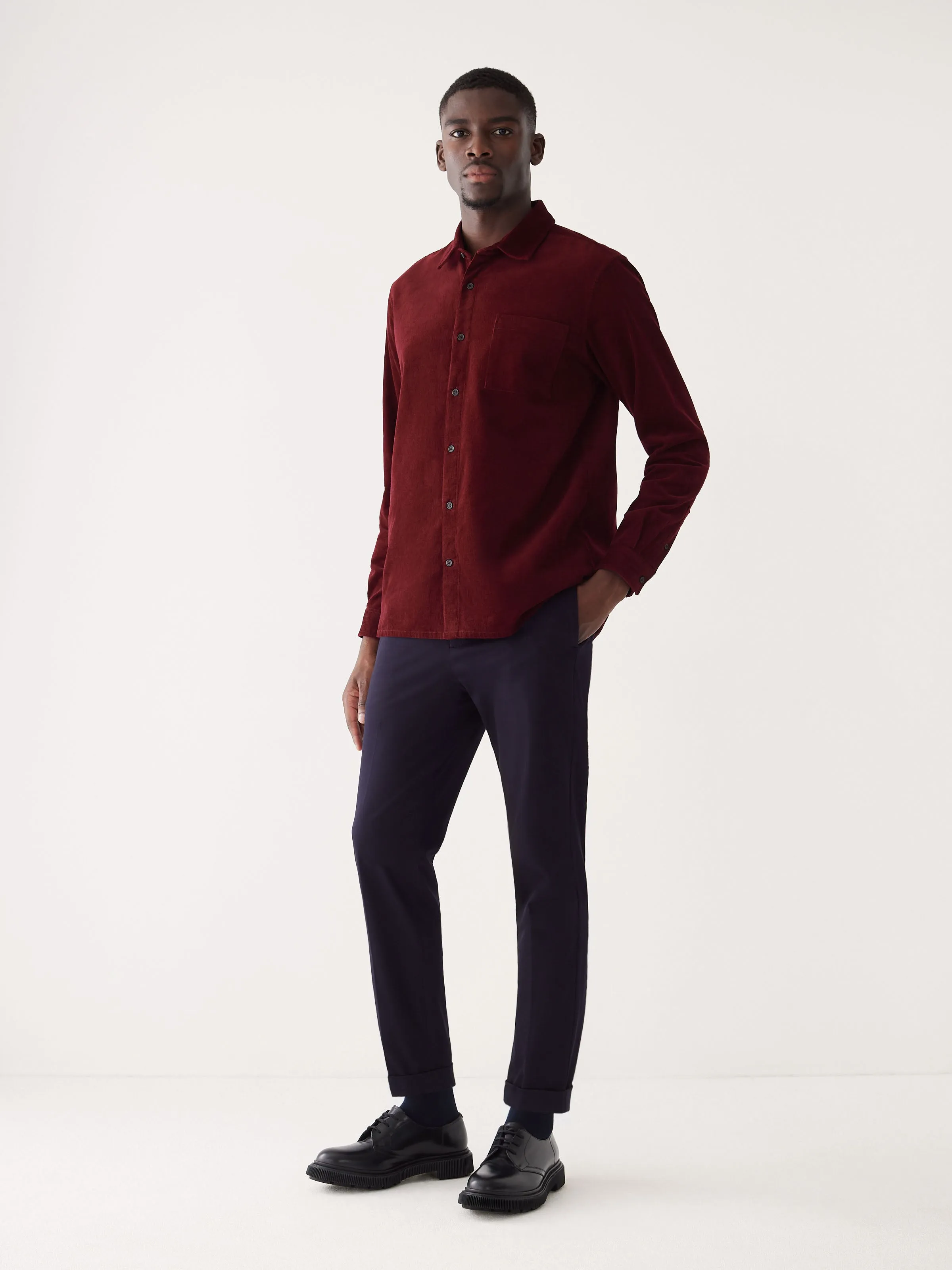 The Boxy Corduroy Shirt in Wine Red