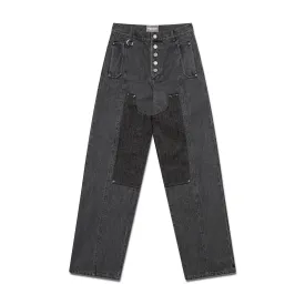 Washed Panel Jeans - Black