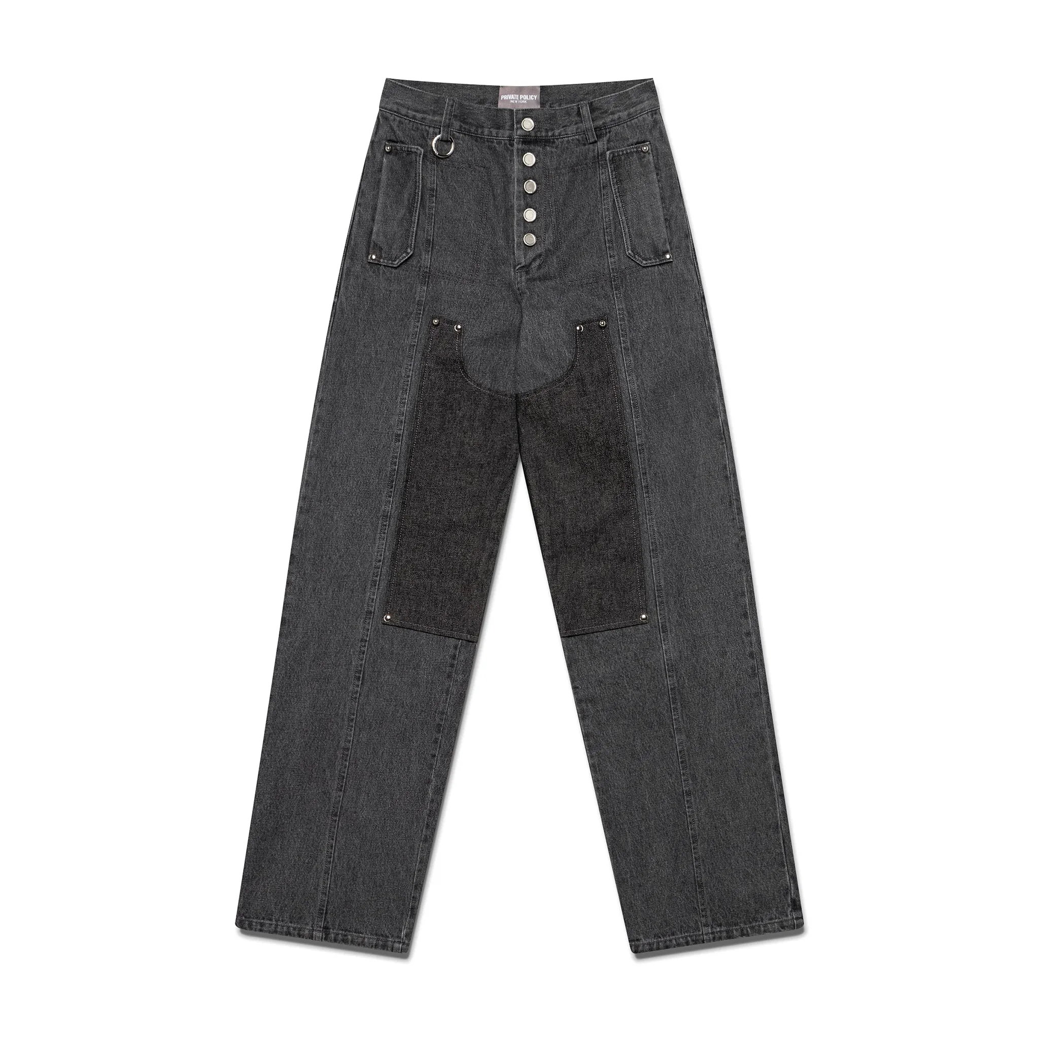 Washed Panel Jeans - Black