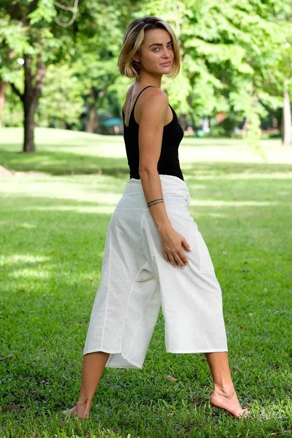 White 3/4 Fisherman Pants