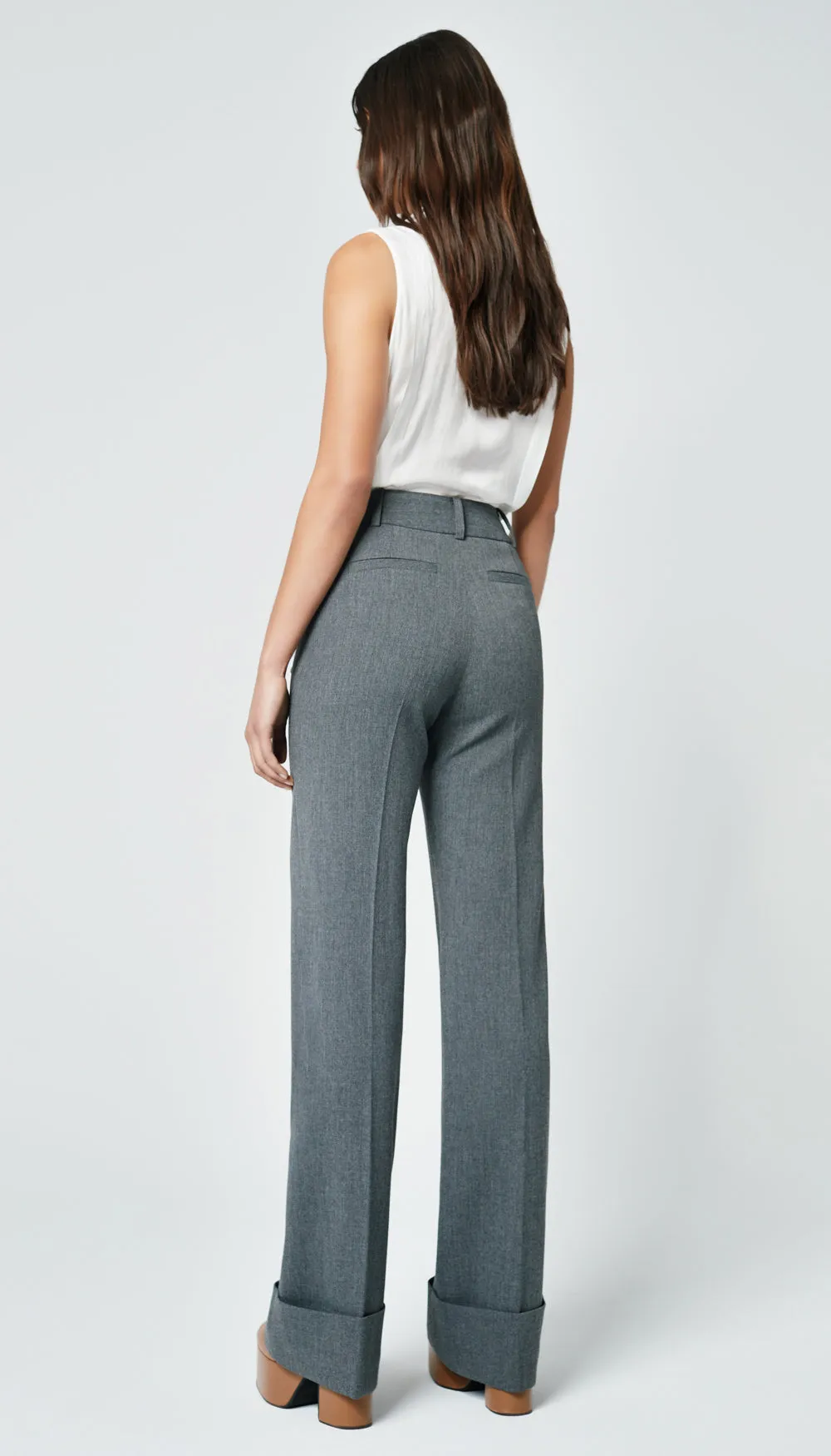 Wide Leg Cuffed Trouser