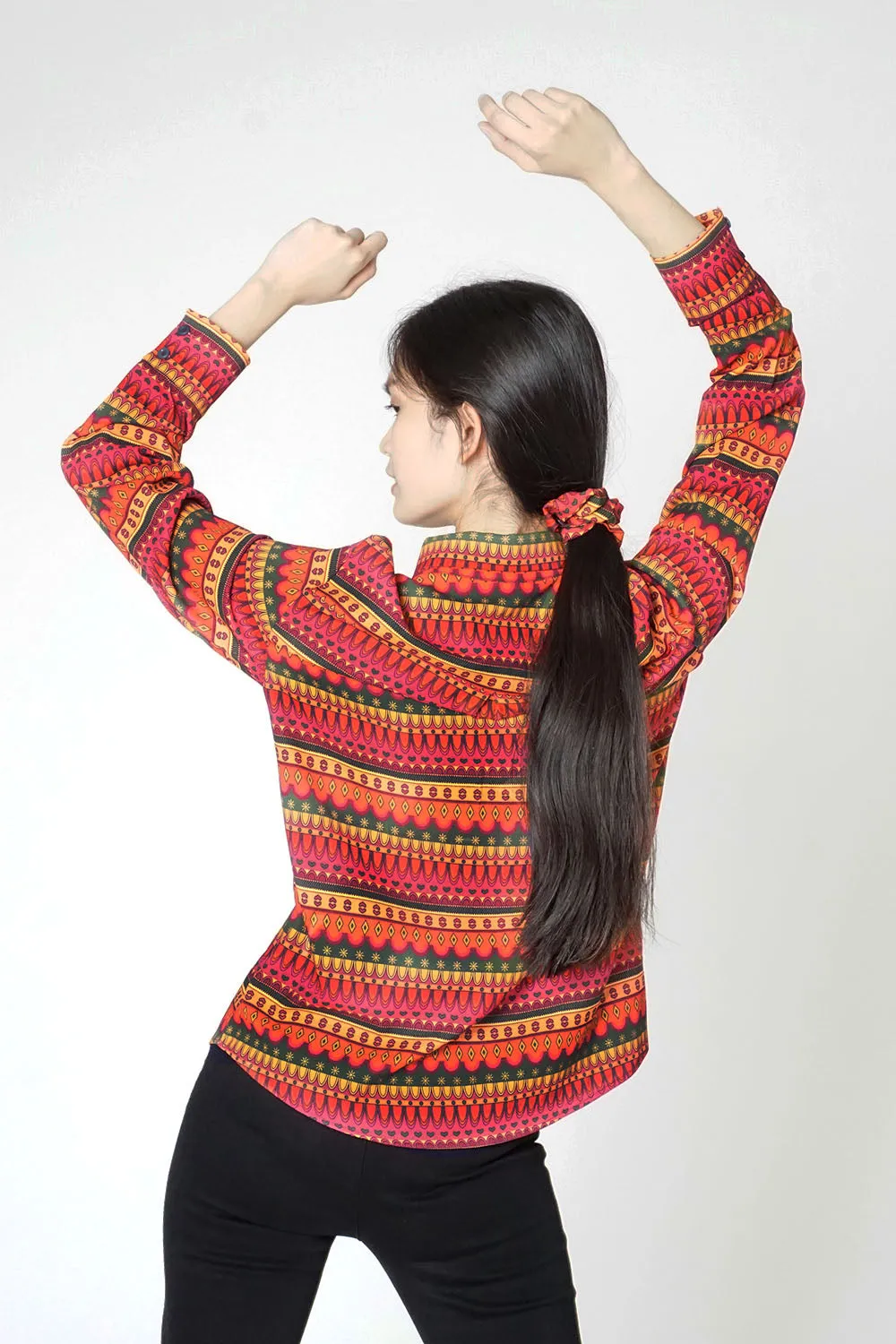 Women's Classic Long Sleeve Shirt in Varanasi Print