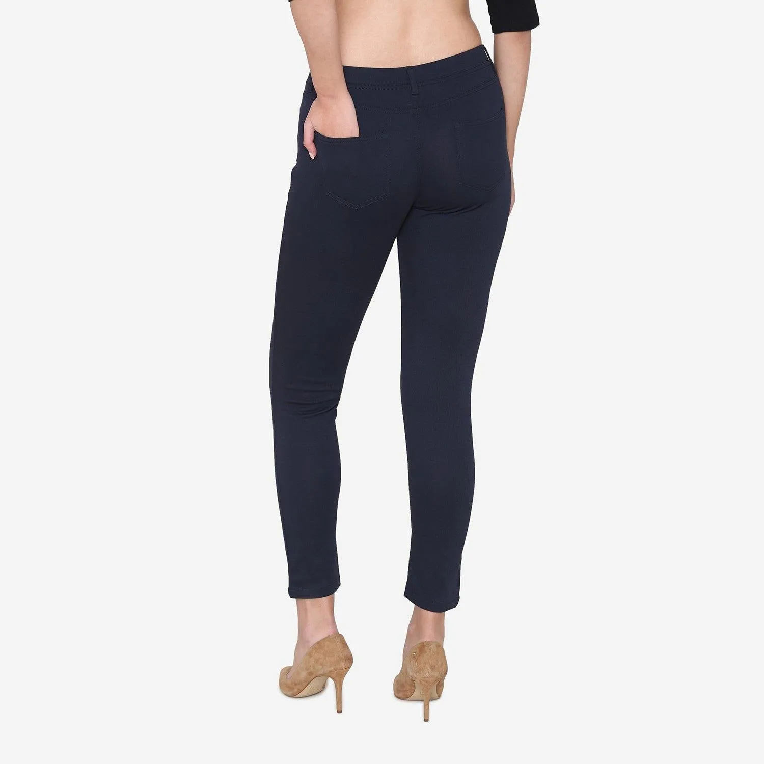 Women's  Cotton Stretchable Jeggings - Navy