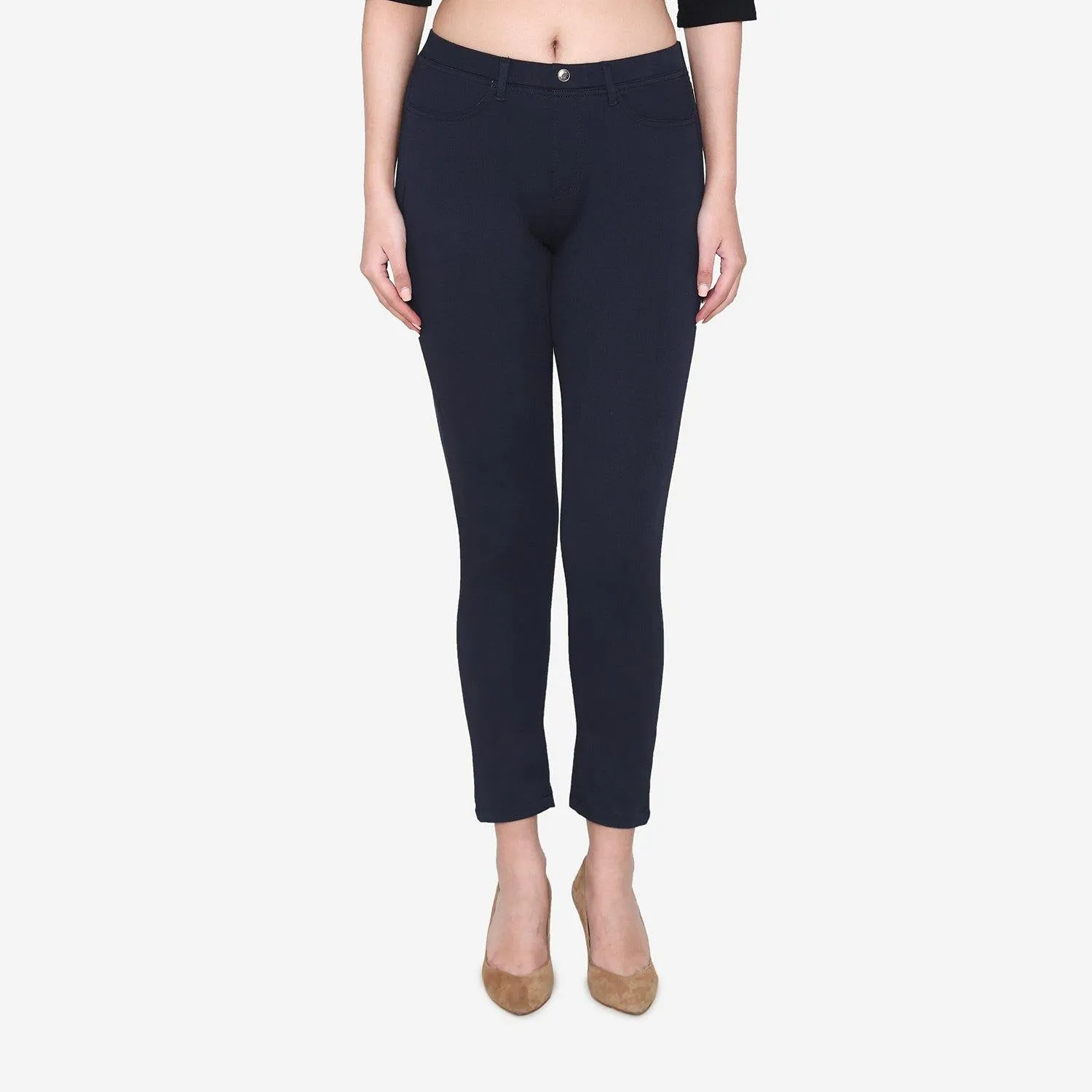 Women's  Cotton Stretchable Jeggings - Navy