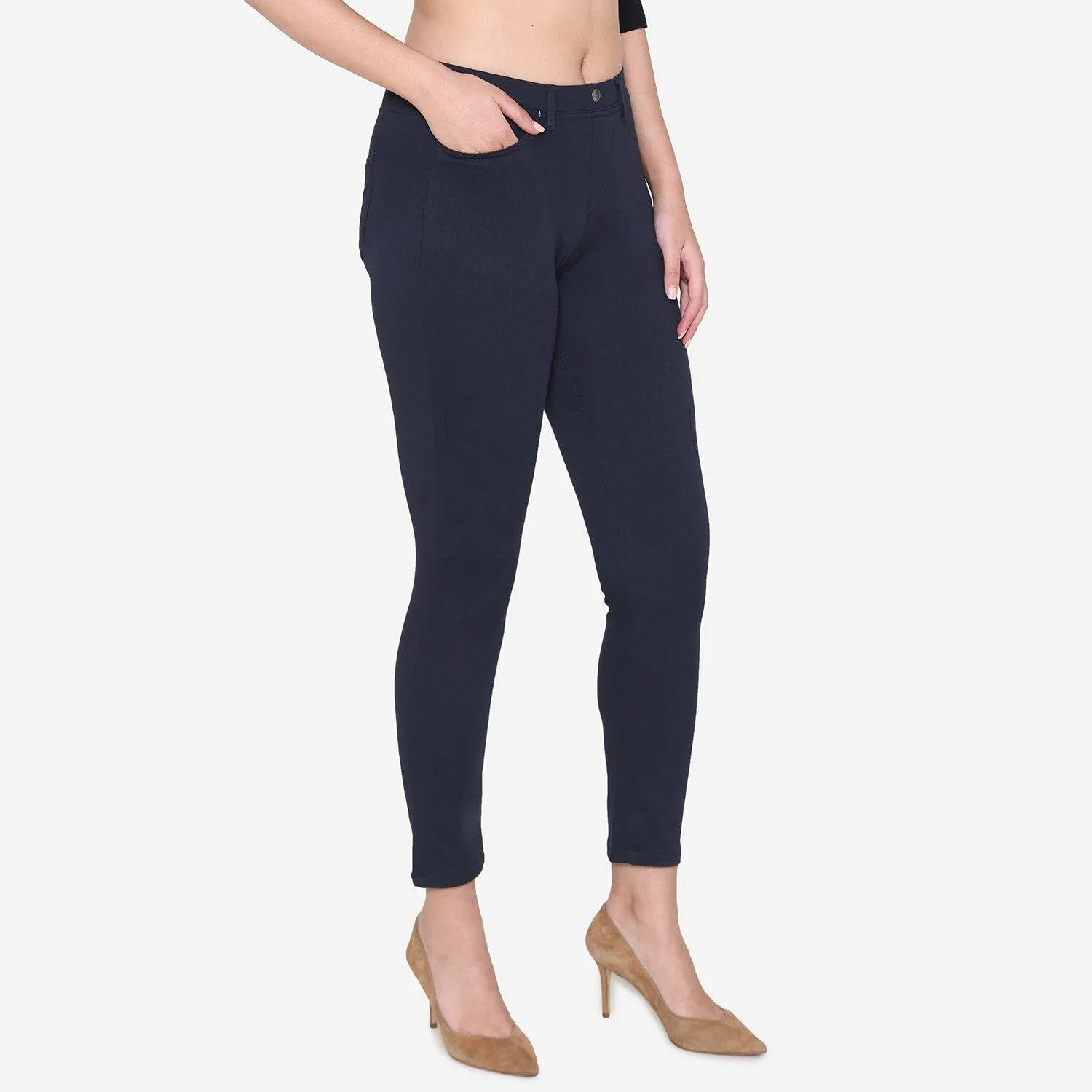 Women's  Cotton Stretchable Jeggings - Navy