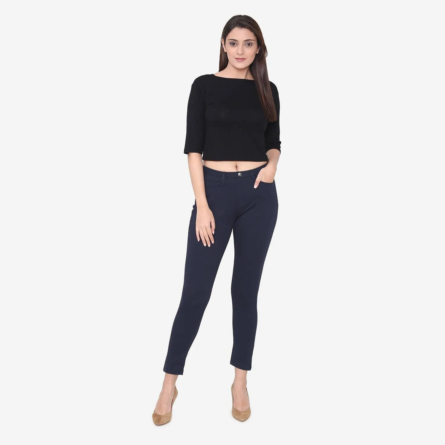 Women's  Cotton Stretchable Jeggings - Navy