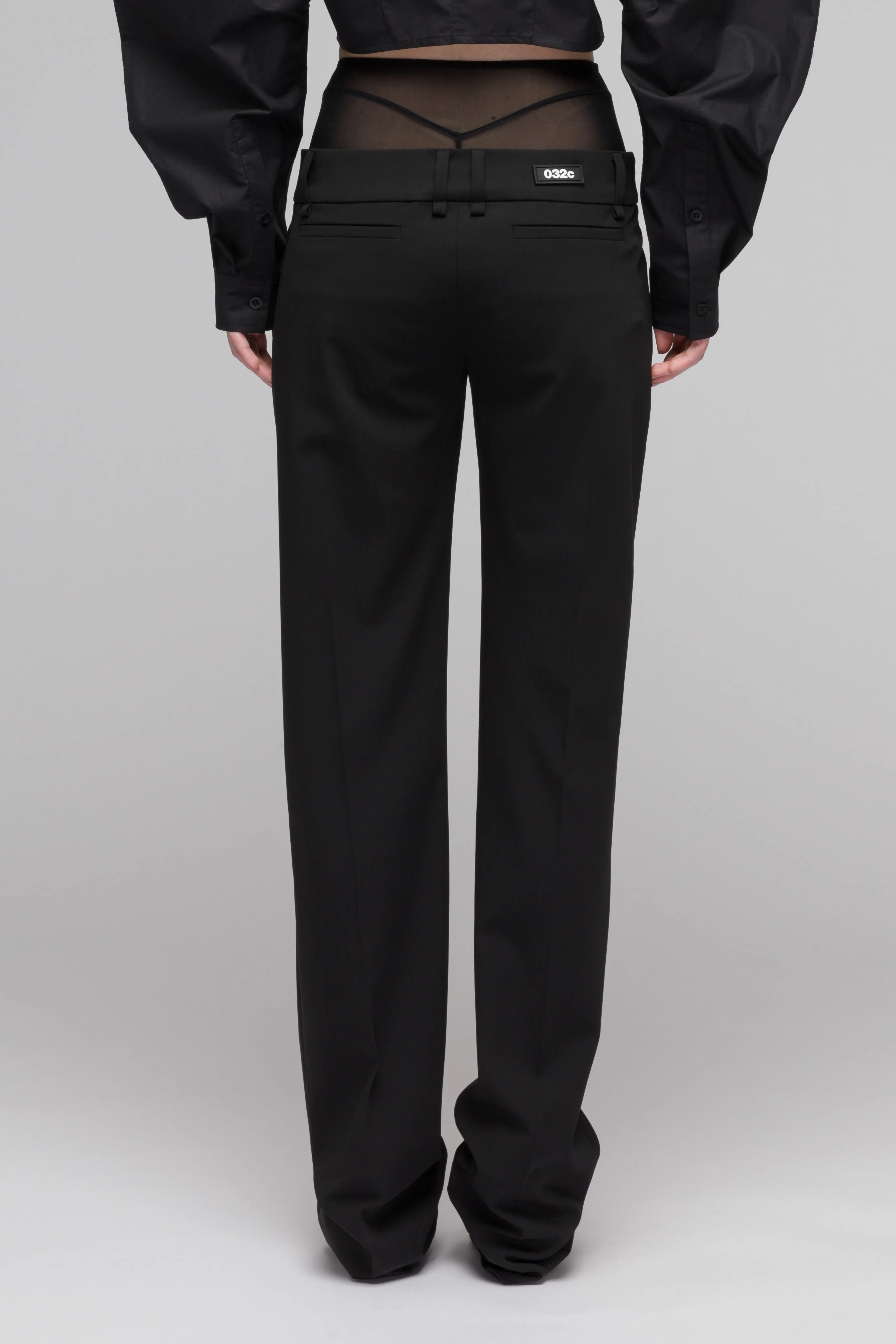 WOOL 'TAILSLIDE' TROUSER WITH FLOATING WAISTBAND